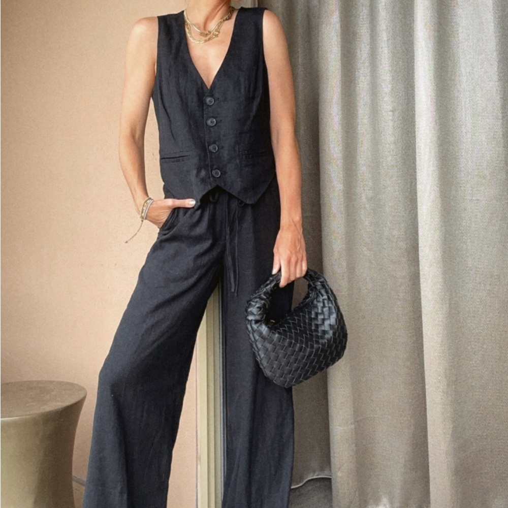 Two Piece Linen Vest Set